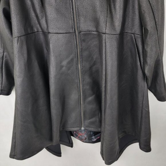 TORRID 3 Her Universe Star Wars Episode 9 Kylo Ren Black Faux Suede Hooded Coat - Picture 3 of 16